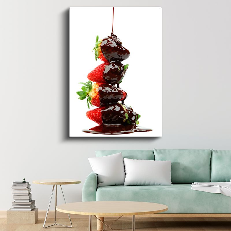 Çikolatalı Çilek - Taze Meyve Lezzeti Kanvas Tablo