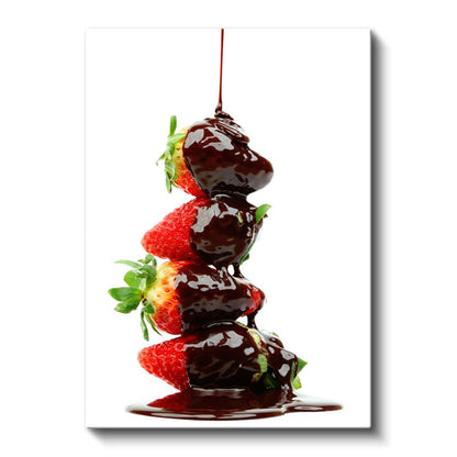 Çikolatalı Çilek - Taze Meyve Lezzeti Kanvas Tablo
