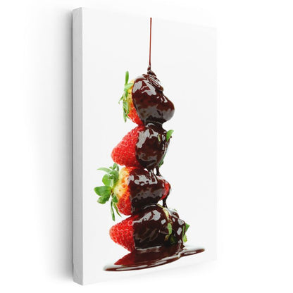 Çikolatalı Çilek - Taze Meyve Lezzeti Kanvas Tablo