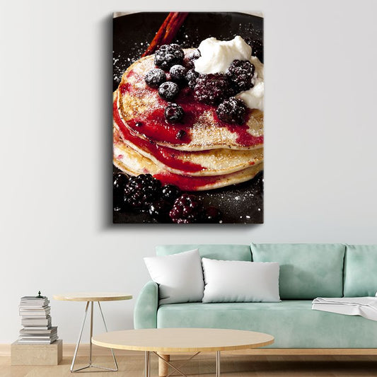Böğürtlenli Pancake - Taze Meyveli Kahvaltı Lezzeti Kanvas Tablo