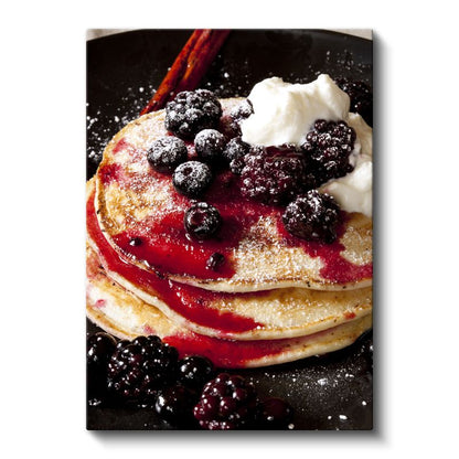 Böğürtlenli Pancake - Taze Meyveli Kahvaltı Lezzeti Kanvas Tablo