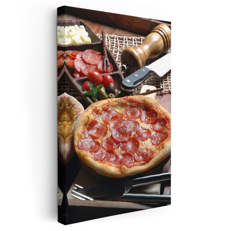 Sucuklu Pizza - İtalyan Mutfağından Özel Tarif Kanvas Tablo