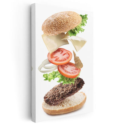 Hamburger Sanatı - Havada Asılı Malzemelerle Mükemmel Lezzet Kanvas Tablo