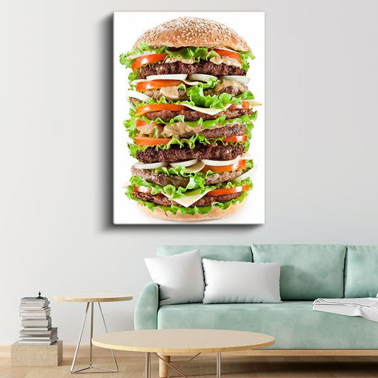 Dev Hamburger - Çoklu Katlarıyla Göz Alıcı Lezzet Kanvas Tablo