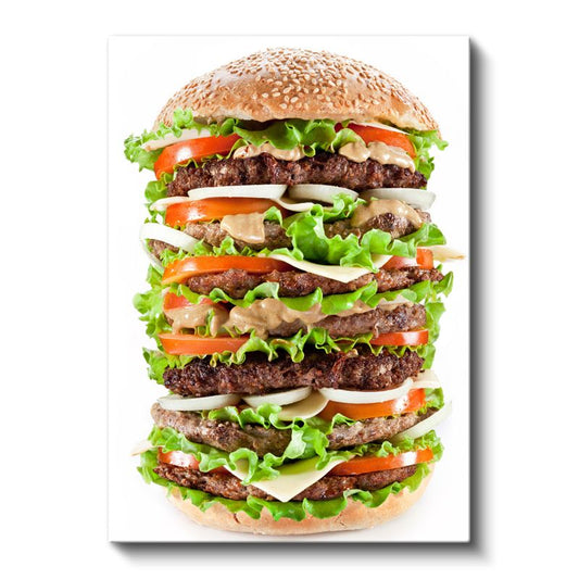 Dev Hamburger - Çoklu Katlarıyla Göz Alıcı Lezzet Kanvas Tablo