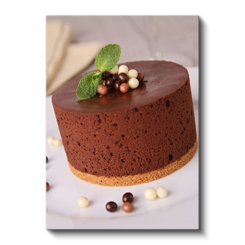 Çikolatalı Mousse Pasta - Nane Yapraklı Gurme Tatlı Kanvas Tablo