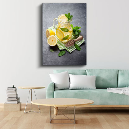 Ev Yapımı Limonata - Nane Yapraklı Ferahlatıcı İçecek Kanvas Tablo