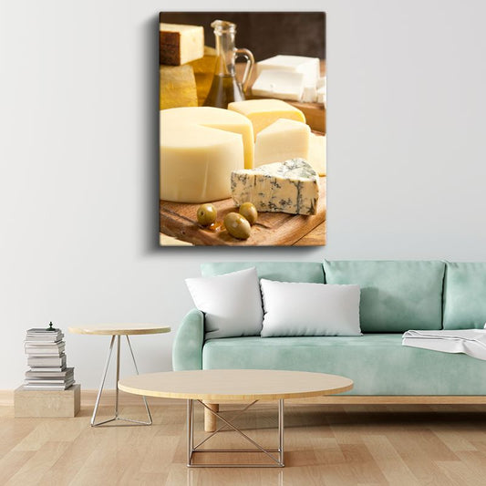 Gurme Peynir Tabağı - Zeytinli Akdeniz Lezzetleri Kanvas Tablo