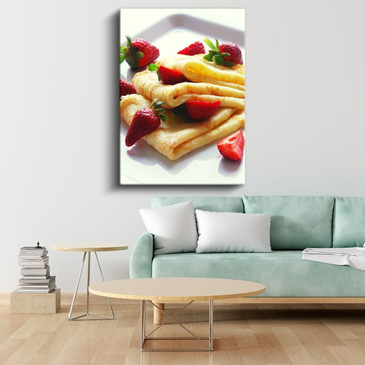 Çilekli Krep - Taze Meyveli Fransız Lezzeti Kanvas Tablo