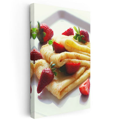 Çilekli Krep - Taze Meyveli Fransız Lezzeti Kanvas Tablo