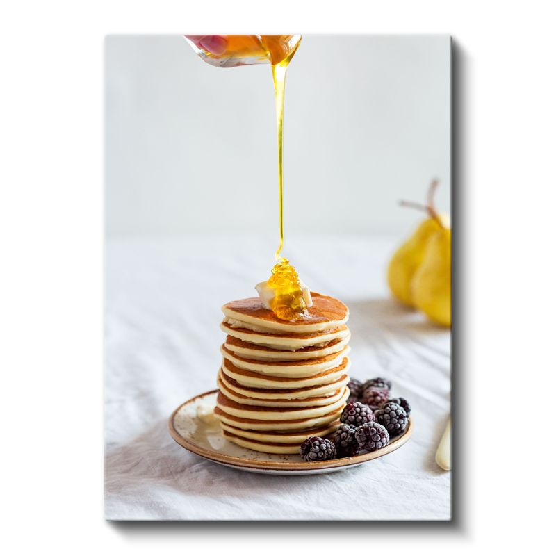 Altın Pancake - Bal ve Böğürtlen Eşliğinde Kanvas Tablo