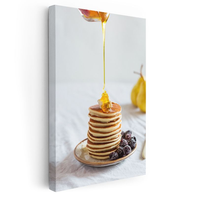 Altın Pancake - Bal ve Böğürtlen Eşliğinde Kanvas Tablo