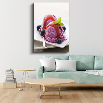 Yaban Mersinli Dondurma - Tatlı Mola Kanvas Tablo