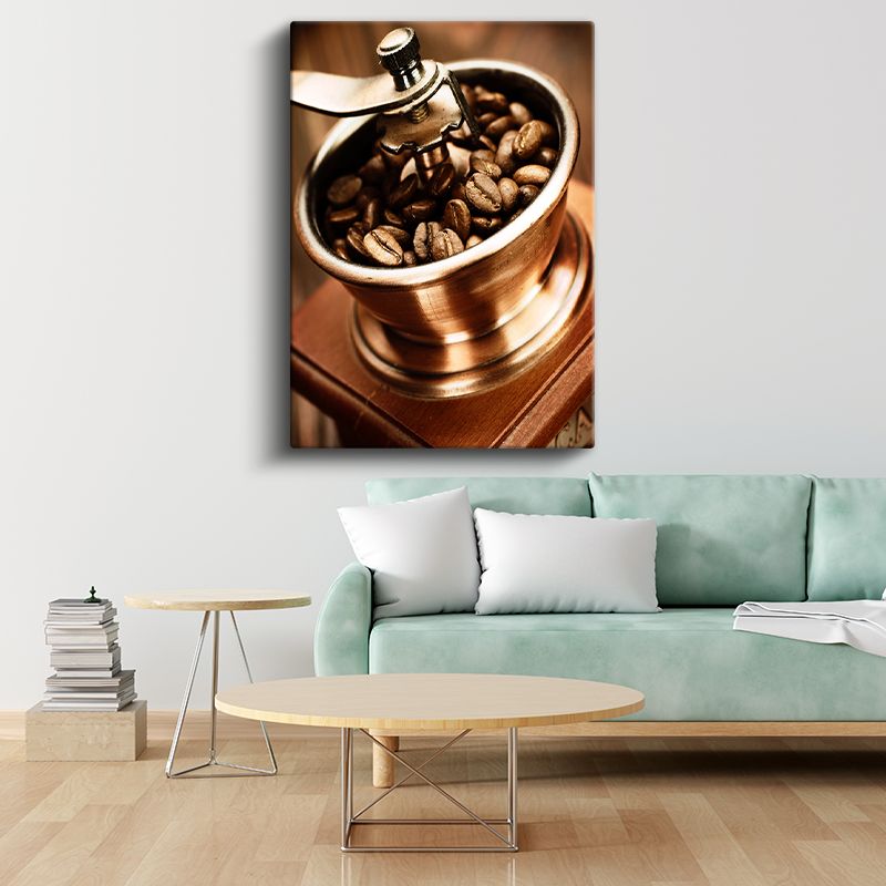 Vintage Kahve Değirmeni - Çekilmeyi Bekleyen Taneler Kanvas Tablo