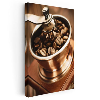 Vintage Kahve Değirmeni - Çekilmeyi Bekleyen Taneler Kanvas Tablo