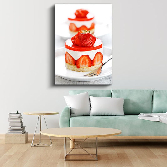 Çilekli Tatlı - Kremşanti Dokunuşu Kanvas Tablo