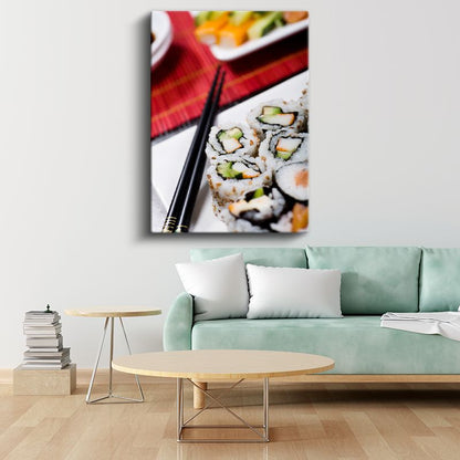 Kaliforniya Ruloları - Taze Suşi Sunumu Kanvas Tablo