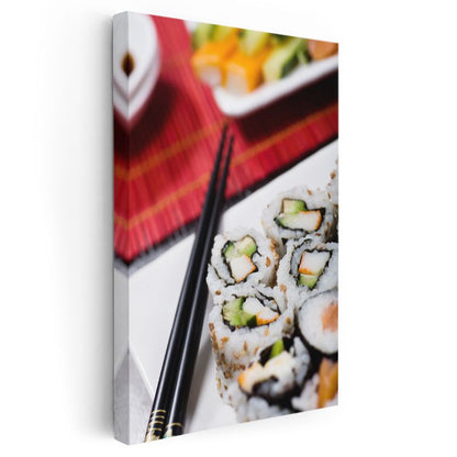 Kaliforniya Ruloları - Taze Suşi Sunumu Kanvas Tablo