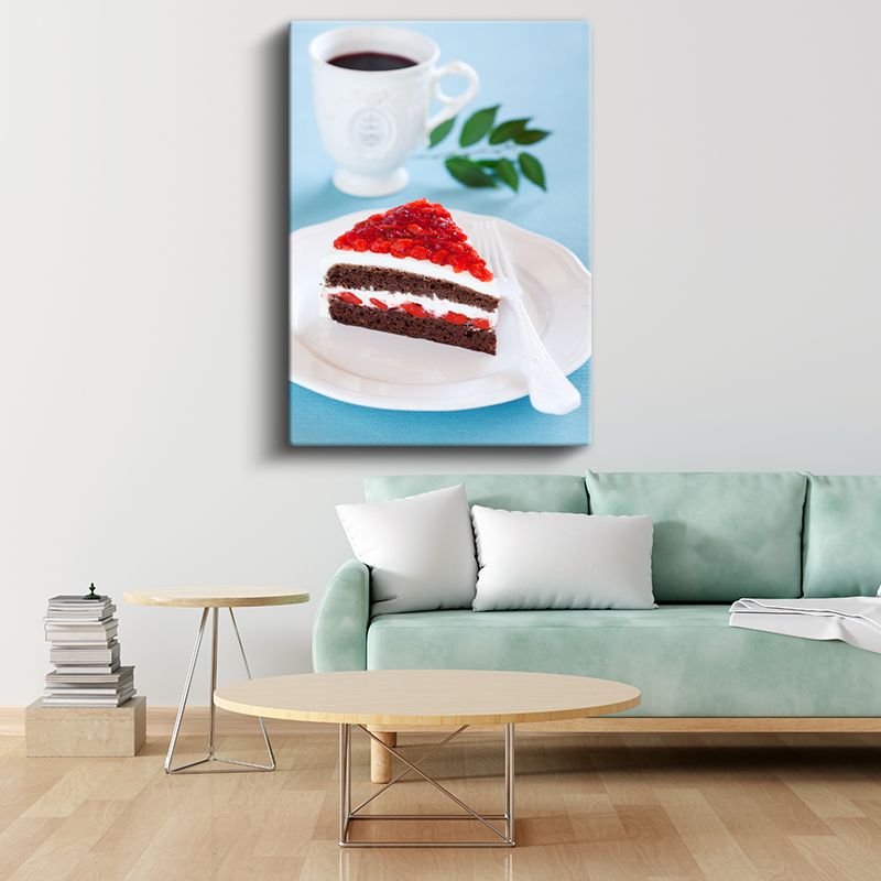 Çilekli Çikolata Pasta - Kremşantili Kek Dilimi Kanvas Tablo