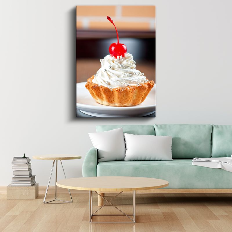 Kirazlı Mini Tart - Kremşantili Tatlı Atıştırmalık Kanvas Tablo