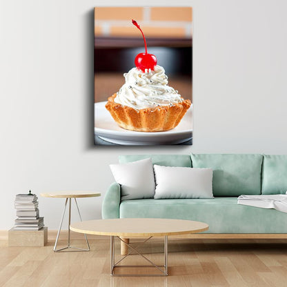 Kirazlı Mini Tart - Kremşantili Tatlı Atıştırmalık Kanvas Tablo