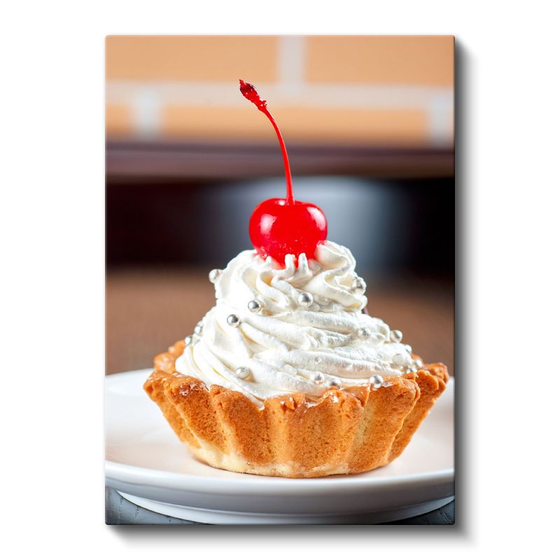 Kirazlı Mini Tart - Kremşantili Tatlı Atıştırmalık Kanvas Tablo