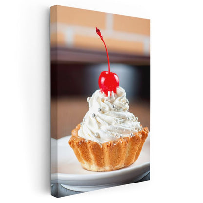 Kirazlı Mini Tart - Kremşantili Tatlı Atıştırmalık Kanvas Tablo