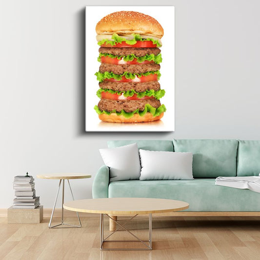 Mega Hamburger - Çok Katlı Lezzetli Fast Food Kanvas Tablo