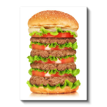 Mega Hamburger - Çok Katlı Lezzetli Fast Food Kanvas Tablo