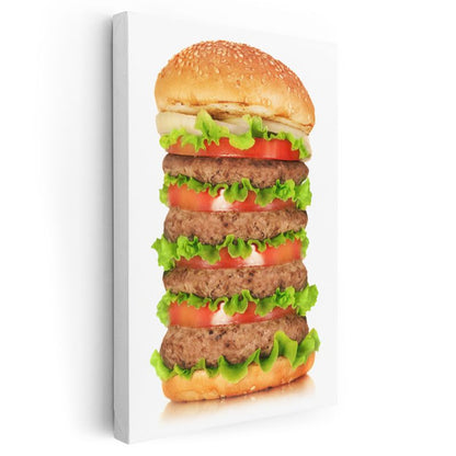 Mega Hamburger - Çok Katlı Lezzetli Fast Food Kanvas Tablo