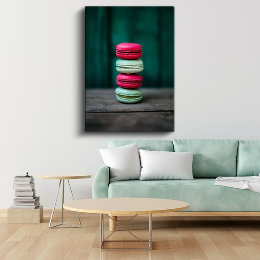 Renkli Makaron - Tatlı Fransız Kurabiyesi Kanvas Tablo