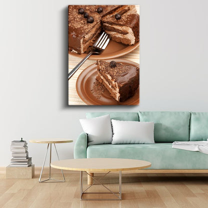 Çikolatalı Pasta - Kakaolu Kremalı Tatlı Ziyafeti Kanvas Tablo