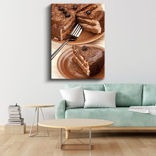 Çikolatalı Pasta - Kakaolu Kremalı Tatlı Ziyafeti Kanvas Tablo