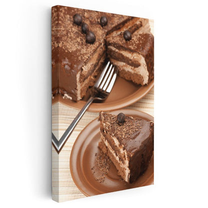 Çikolatalı Pasta - Kakaolu Kremalı Tatlı Ziyafeti Kanvas Tablo