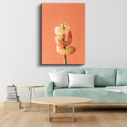 Narenciye Karides - Çubukta Sunulan Deniz Mahsulü Kanvas Tablo