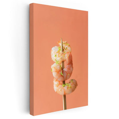 Narenciye Karides - Çubukta Sunulan Deniz Mahsulü Kanvas Tablo