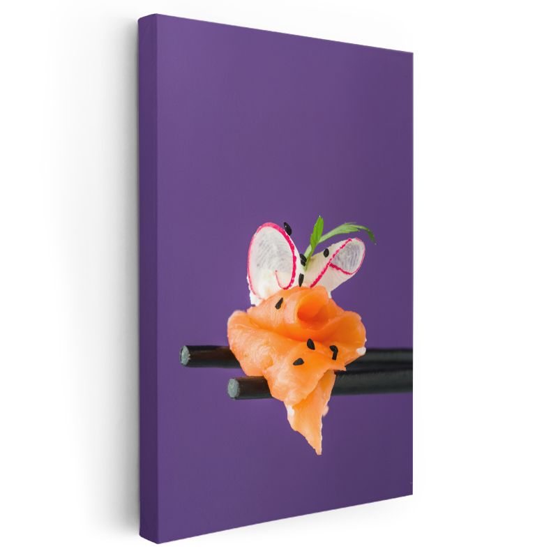 Somon Sashimi - Çubukla Tutulan Japon Delikatesı Kanvas Tablo