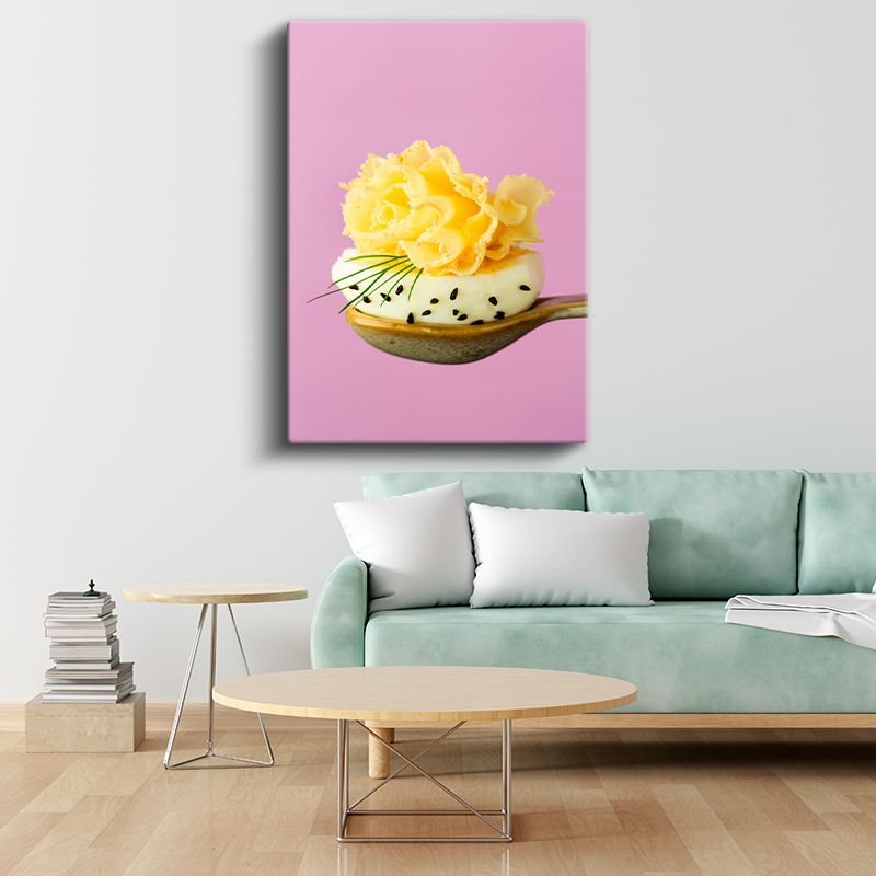 Gurme Sunum - Kaşıkta Peynir ve Taze Otlar Kanvas Tablo