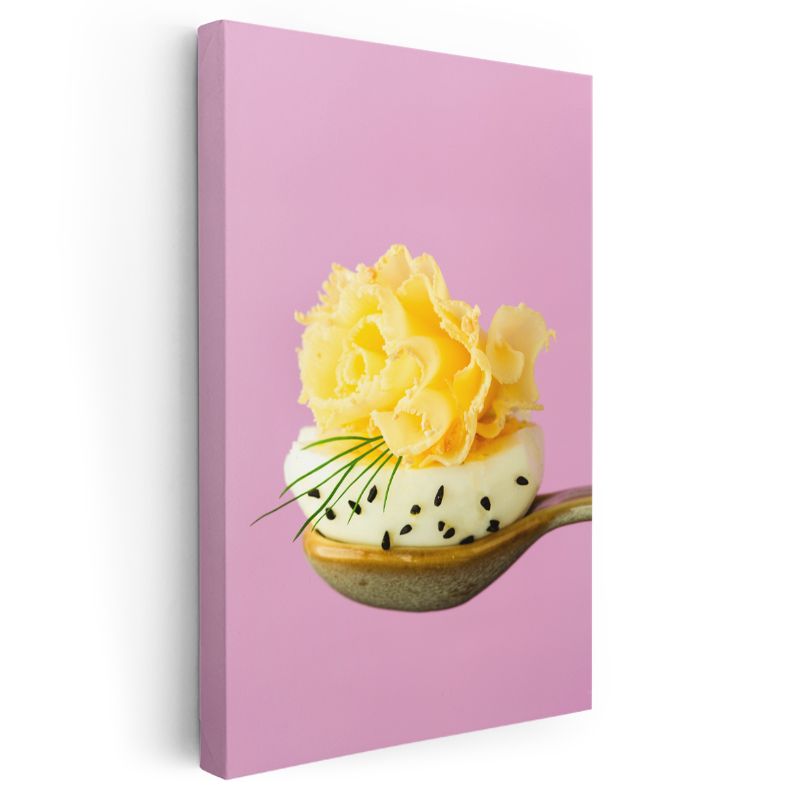 Gurme Sunum - Kaşıkta Peynir ve Taze Otlar Kanvas Tablo