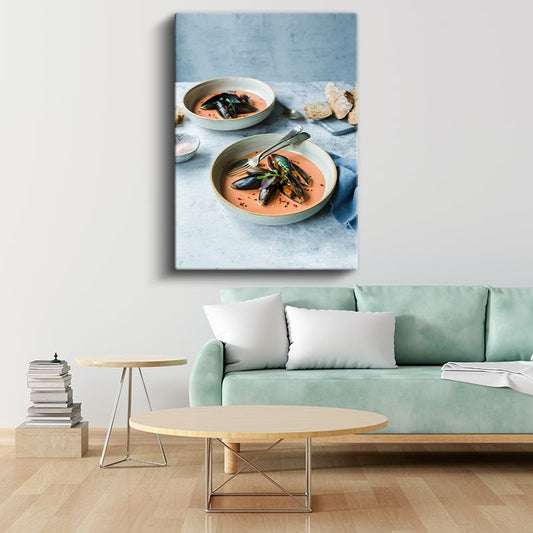 Deniz Mahsulleri Çorbası - Midye ve Taze Otlarla Zenginleştirilmiş Lezzet Kanvas Tablo