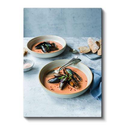 Deniz Mahsulleri Çorbası - Midye ve Taze Otlarla Zenginleştirilmiş Lezzet Kanvas Tablo