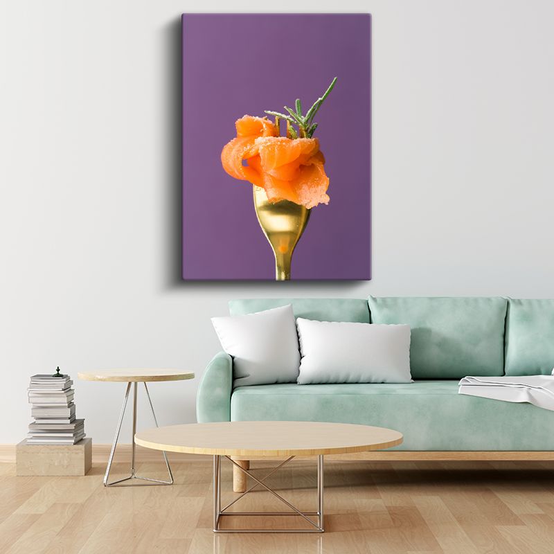 Somon Füme - Altın Çatalda Zarif Sunum Kanvas Tablo