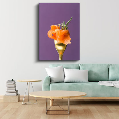 Somon Füme - Altın Çatalda Zarif Sunum Kanvas Tablo