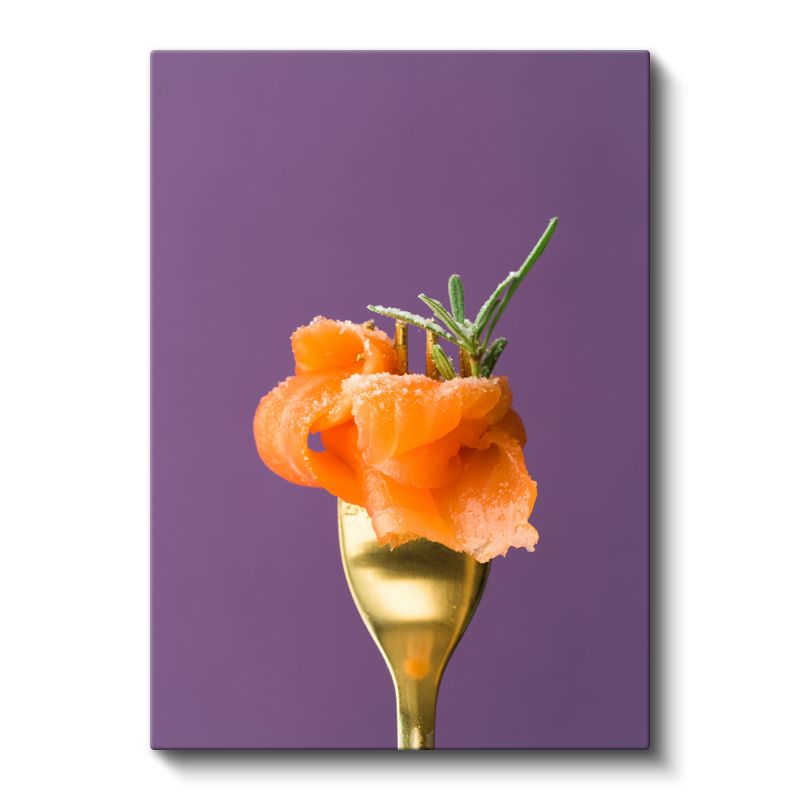 Somon Füme - Altın Çatalda Zarif Sunum Kanvas Tablo