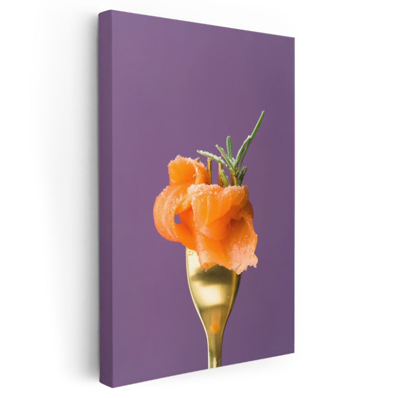 Somon Füme - Altın Çatalda Zarif Sunum Kanvas Tablo