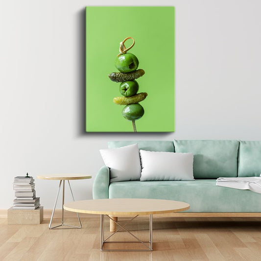 Zeytin Şişi - Yeşil Akdeniz Atıştırmalığı Kanvas Tablo