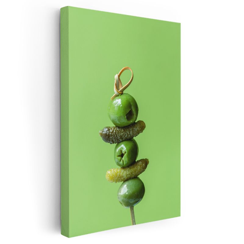 Zeytin Şişi - Yeşil Akdeniz Atıştırmalığı Kanvas Tablo