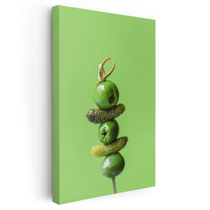 Zeytin Şişi - Yeşil Akdeniz Atıştırmalığı Kanvas Tablo