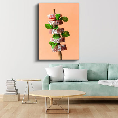 Nane Yapraklı Et Şişi - Aromatik Et Lezzeti Kanvas Tablo