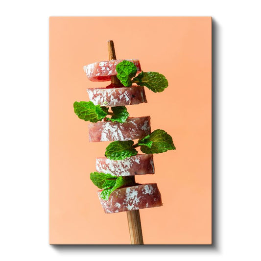 Nane Yapraklı Et Şişi - Aromatik Et Lezzeti Kanvas Tablo